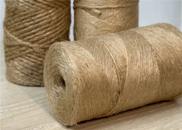 Spools of jute yarn