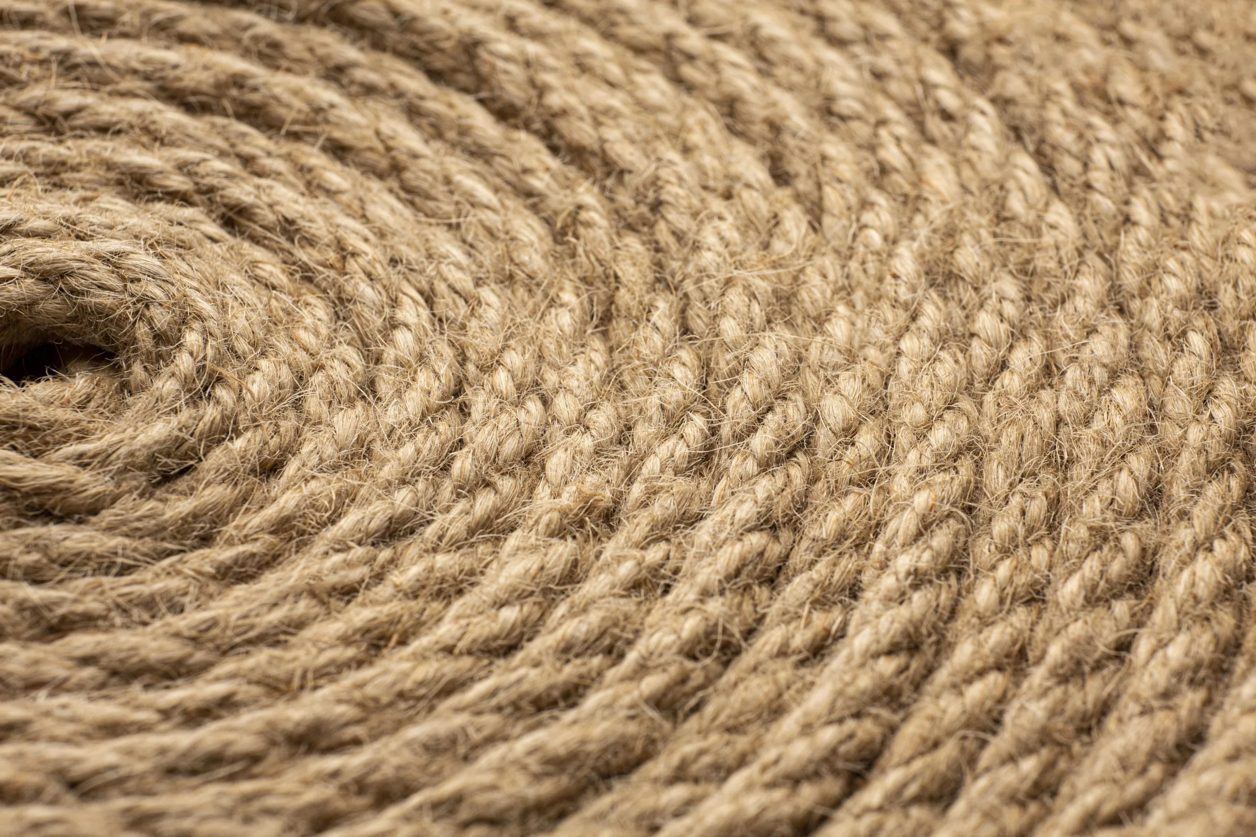Close-up of twisted jute rope texture